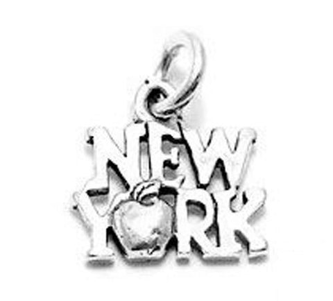 "New York" Big Apple Charm in Sterling Silver