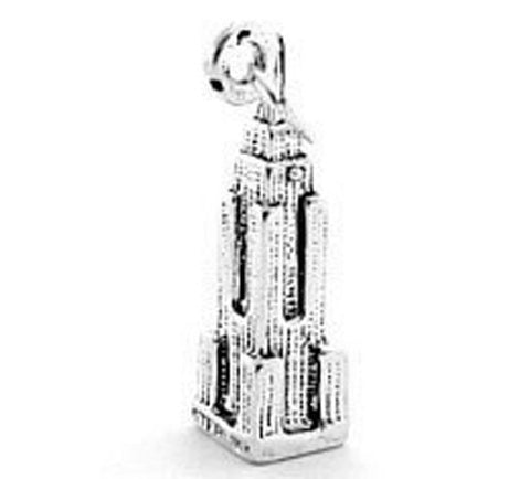 Empire State Building Charm in 3D. Sterling Silver