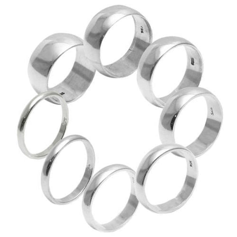 Plain Wedding Band Style Ring in Sterling Silver. Available in 8 Widths