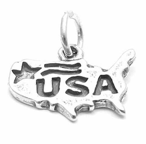 Continental "USA" Charm in Sterling Silver