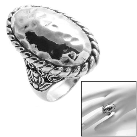 Vintage inspired dome ring | wonderland finish |beaded border. Wholesale Sterling Silver Rings. Main photo.