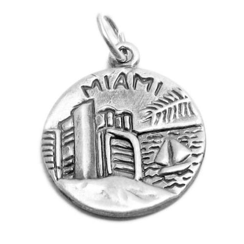 "Miami" FL "Gateway to the Americas" 2-Sided Charm in Sterling Silver