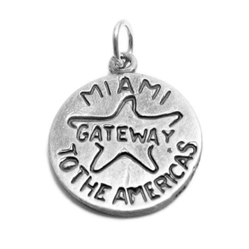 "Miami" FL "Gateway to the Americas" 2-Sided Charm in Sterling Silver
