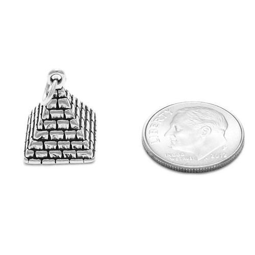 Egyptian Pyramid Charm in 3D. Sterling Silver