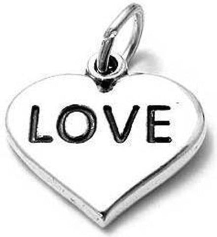 Minimalist "LOVE" Heart Charm. Sterling Silver