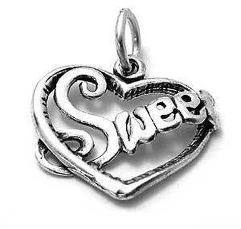 "Sweet" Heart Charm. Sterling Silver
