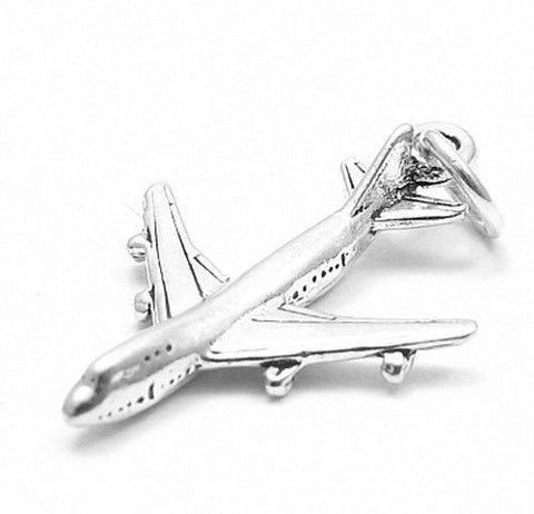 Jumbo Jet Charm. Sterling Silver