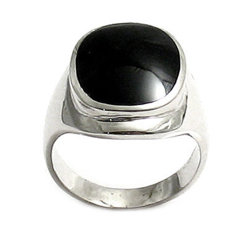 Beautiful ladies' fashion ring in sterling silver and black onyx. Wholesale sterling silver rings. Main photo.