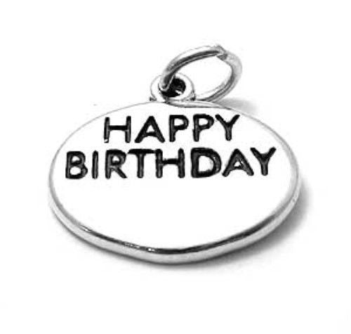 "Happy Birthday" Disc Charm. Sterling Silver