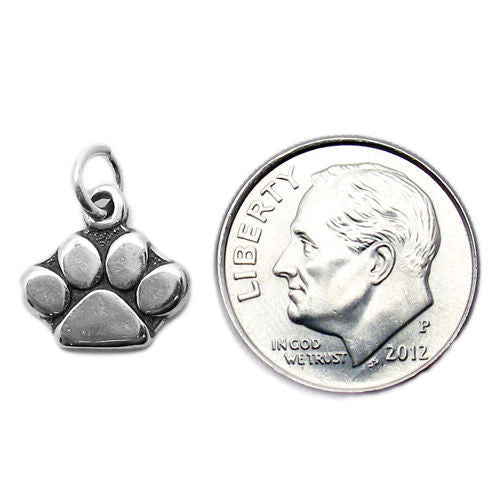 Bear's Front Paw Print Charm in Sterling Silver.
