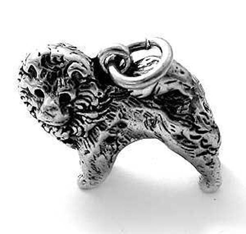 Pomeranian Charm in 3D. Sterling Silver.