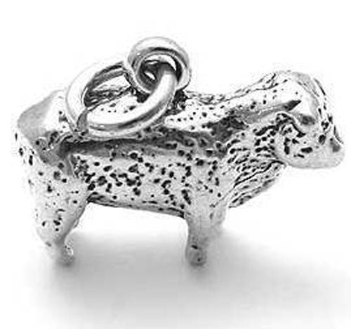 Sheep Charm in Heavy 3D Sterling Silver.