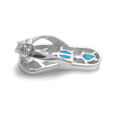 Dashing Created Opal Turtles on a Charming Sandal Pendant | Wholesale 925 Sterling Silver Pendant - Jewelry | Alternate