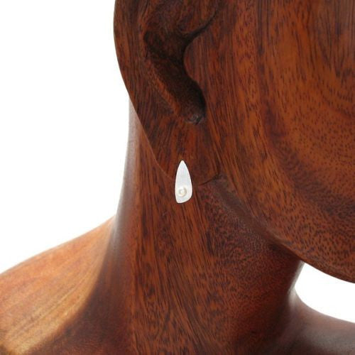 Satin Oblong Triangle & Pearl Post Stud Earrings | Wholesale Sterling Silver Jewelry | Alternate