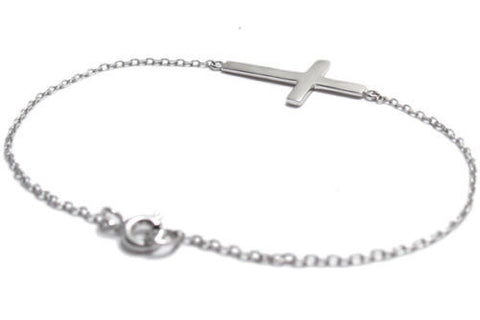 Glorious Sideways Cross Bracelet | Wholesale 925 Sterling Silver Jewelry | Main