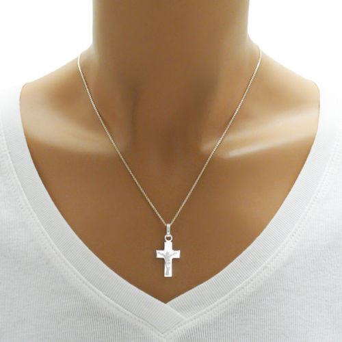 Plain Crucifix Flat Cross Pendant | Wholesale 925 Sterling Silver Pendant - Jewelry | Alternate
