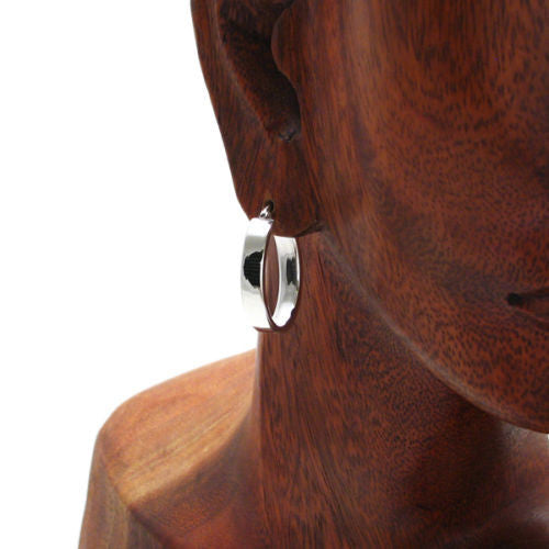 Small 5mm Wide Flat Oval Hoop Snap Latch Earrings | Wholesale Sterling Silver Jewelry | Alternate