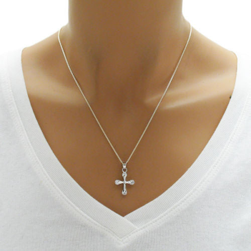 Marvelous and Small Cross Pendant with Brilliant CZs | Wholesale 925 Sterling Silver Pendant - Jewelry | Alternate