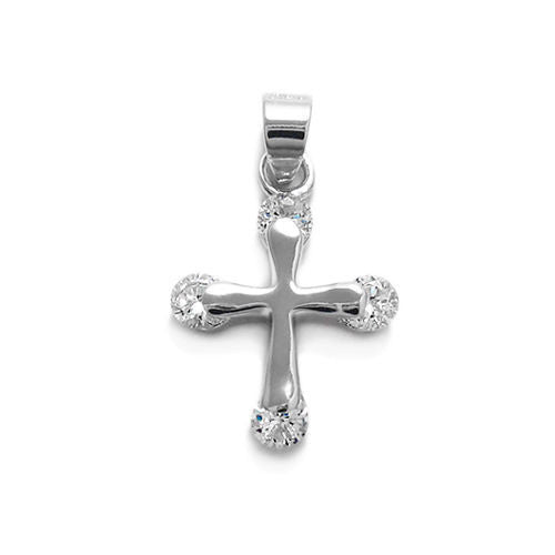 Marvelous and Small Cross Pendant with Brilliant CZs | Wholesale 925 Sterling Silver Pendant - Jewelry | Main