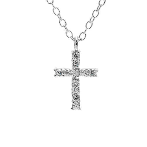 Bright and brilliant CZ Cross Pendant Necklace | Wholesale 925 Sterling Silver Pendant - Jewelry | Main