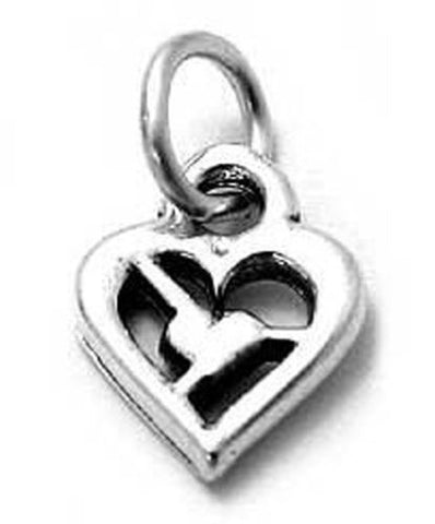Adorably Small Heart in a Heart Charm. Wholesale Sterling Silver Charms - Jewelry