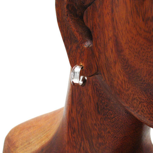 Classy Small Inverted Cigar Band Post Earrings in 14mm | Wholesale Sterling Silver Jewelry | Alternate