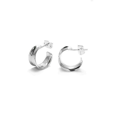 Classy Small Inverted Cigar Band Post Earrings in 14mm | Wholesale Sterling Silver Jewelry | Main