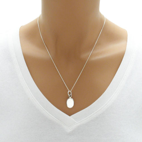 Charming small oval engravable pendant/charm | Wholesale Sterling Silver Jewelry | Alternate Photo