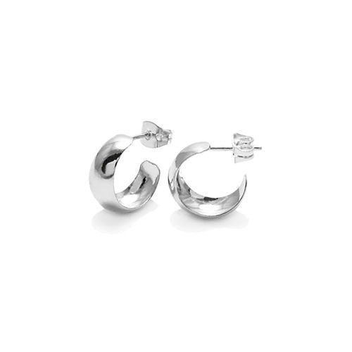 Small Plain Cigar Band Post Earrings 14mm | Wholesale Sterling Silver Jewelry | Main