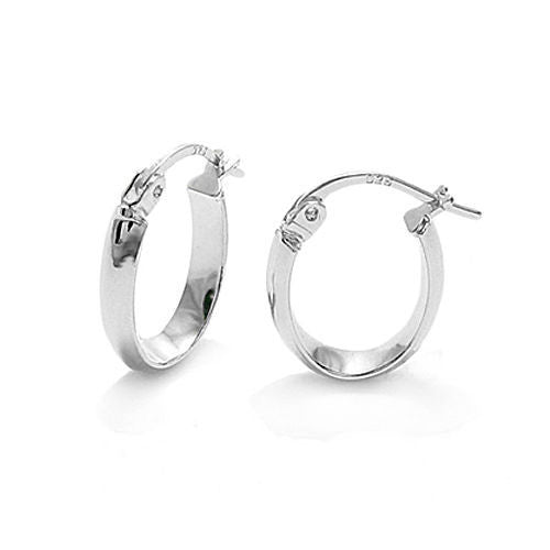 Simplistic Small Plain Oval Hoop Earrings 18mm | Wholesale Sterling Silver Jewelry | Main