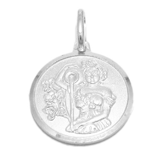 Small Zodiac Sign on Medallion Pendant Charm - Aquarius | Wholesale 925 Sterling Silver Pendant - Jewelry | Alternate