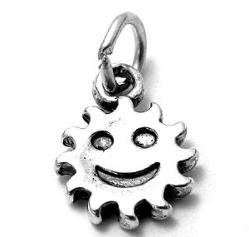 Playful Smiling Sun Charm | Wholesale 925 Sterling Silver Pendant - Jewelry | Main