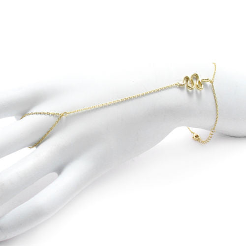 Intricate Snake Symbol 8" Hand Bracelet - Gold | Wholesale 925 Sterling Silver Jewelry | Alternate