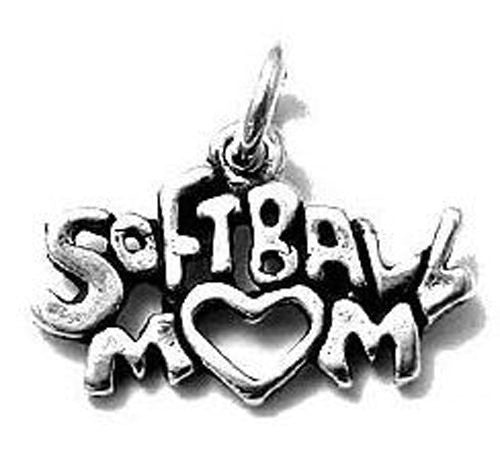 Sporty "Softball Mom" Talking Charm. Wholesale Sterling Silver Charms - Jewelry