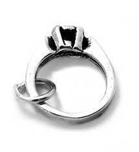 Sophisticated Solitaire Engagement Ring Charm. Wholesale Sterling Silver Charms - Jewelry