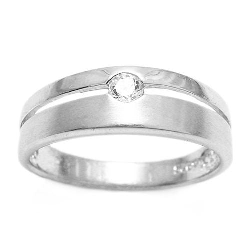 Elegant split band ring with floating CZ solitaire | Wholesale sterling silver rings - Jewelry | Top view