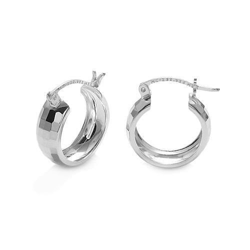 Gorgeous Square Faceted Hoop Earrings 20mm | Wholesale Sterling Silver Jewelry | Main