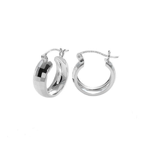 Sophisticated Square Faceted Hoop Earrings in 21mm | Wholesale Sterling Silver Jewelry | Main