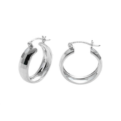 Stunning Square Faceted Hoop Earrings in 25mm | Wholesale Sterling Silver Jewelry | Main