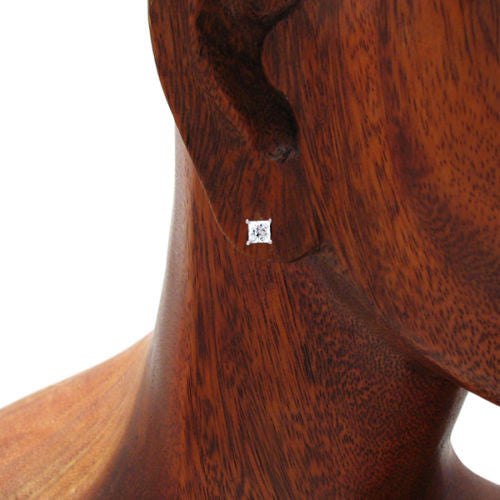 Square Princess Cut CZ Stud Post Earrings 4mm | Wholesale Sterling Silver Jewelry | Alternate