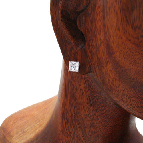 Square Princess Cut CZ Stud Post Earrings 7mm | Wholesale Sterling Silver Jewelry | Alternate