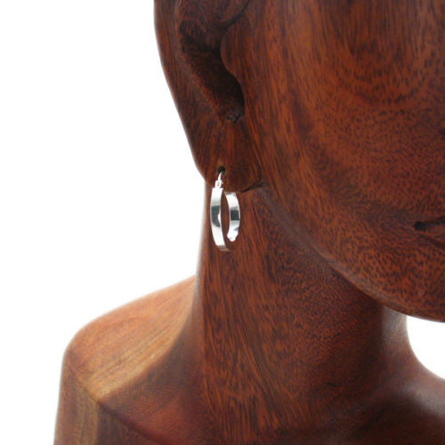 Beautiful Squared Flat 3mm Hoop Earrings in 20mm | Wholesale Sterling Silver Jewelry | Alternate