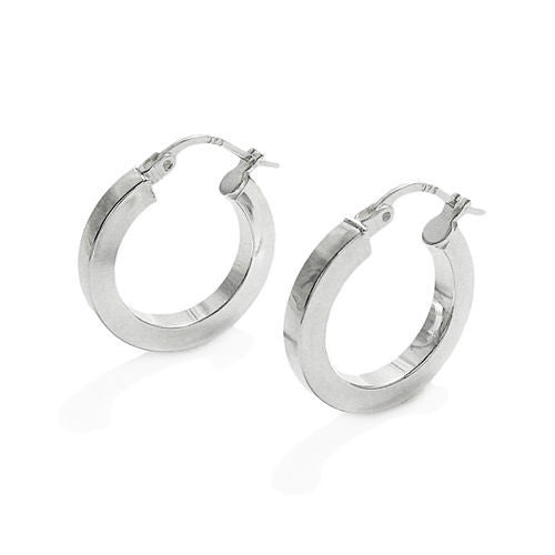 Beautiful Squared Flat 3mm Hoop Earrings in 20mm | Wholesale Sterling Silver Jewelry | Main