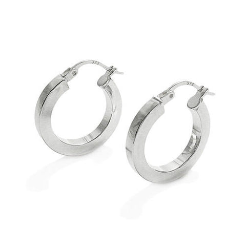 Beautiful Squared Flat 3mm Hoop Earrings in 20mm | Wholesale Sterling Silver Jewelry | Main