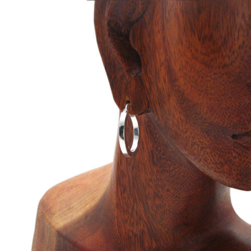 Beautiful Squared Flat 3mm Hoop Earrings in 25mm | Wholesale Sterling Silver Jewelry | Alternate