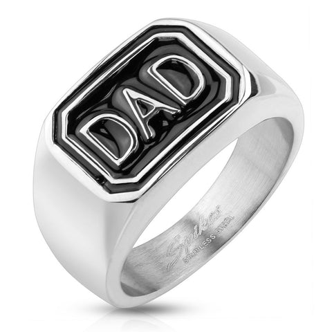 Stainless steel ring with "Dad" Cast on the Face | Wholesale stainless steel rings - Jewelry | Large photo