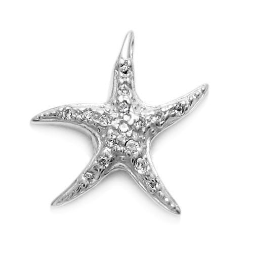 Dazzling Starfish Pendant Embellished with 0.16 Ct CZs | Wholesale 925 Sterling Silver Pendant - Jewelry | Main