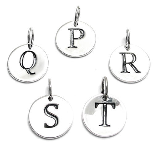 Classic Initial on a Disk Charm P-T | Wholesale 925 Sterling Silver Charms | Alternate