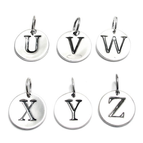Classic Initial on a Disk Charm U-Z | Wholesale 925 Sterling Silver Charms | Alternate