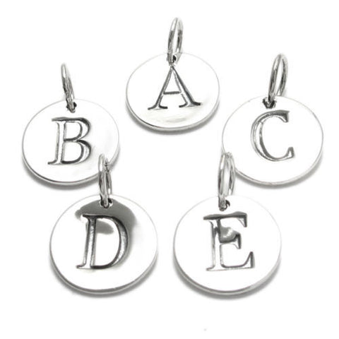 Classic Initial on a Disk Charm A-E | Wholesale 925 Sterling Silver Charms | Main